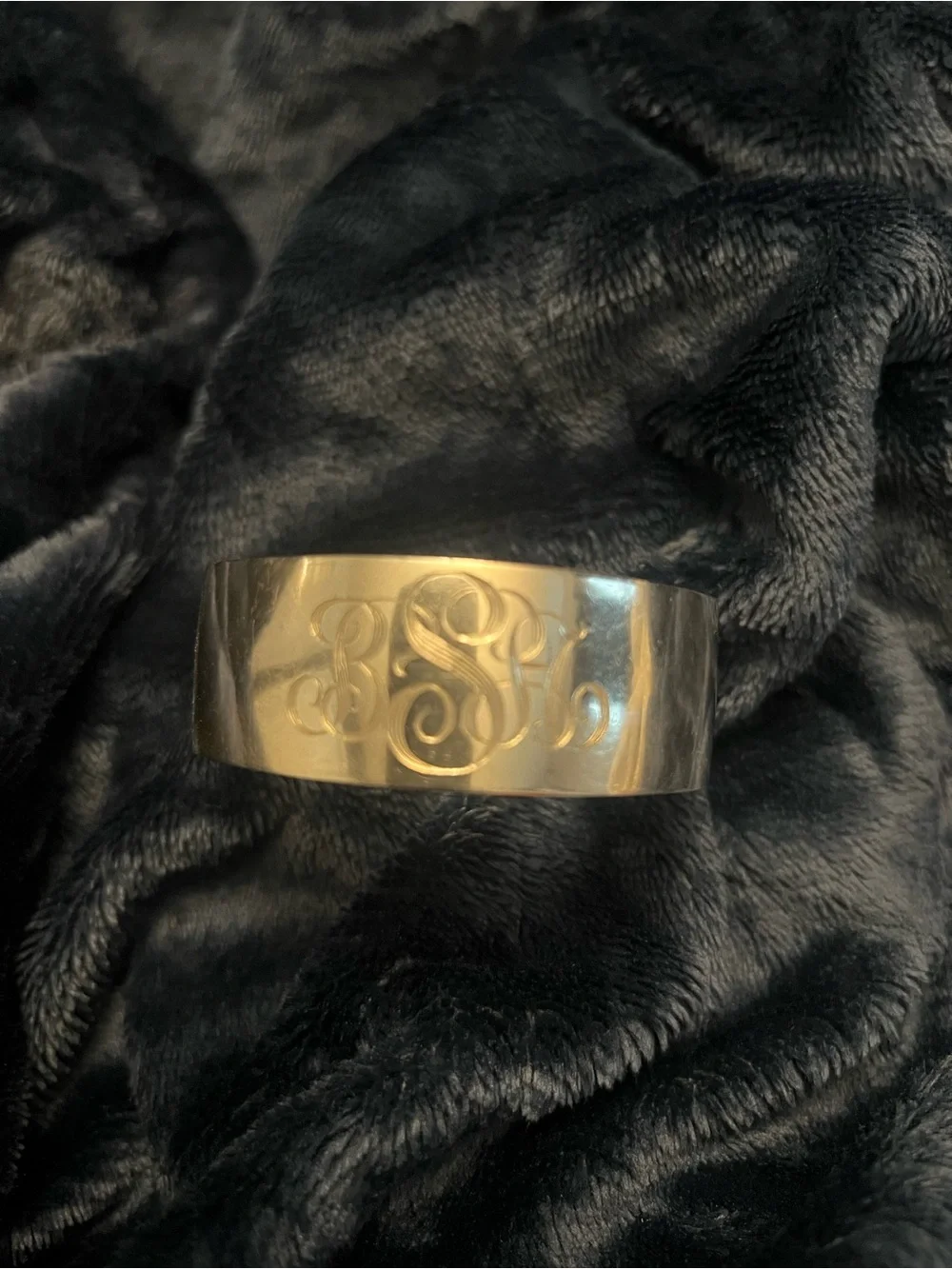 Monogram Wide Cuff Sterling Silver Vintage S. Kirk & Son Bracelet.
